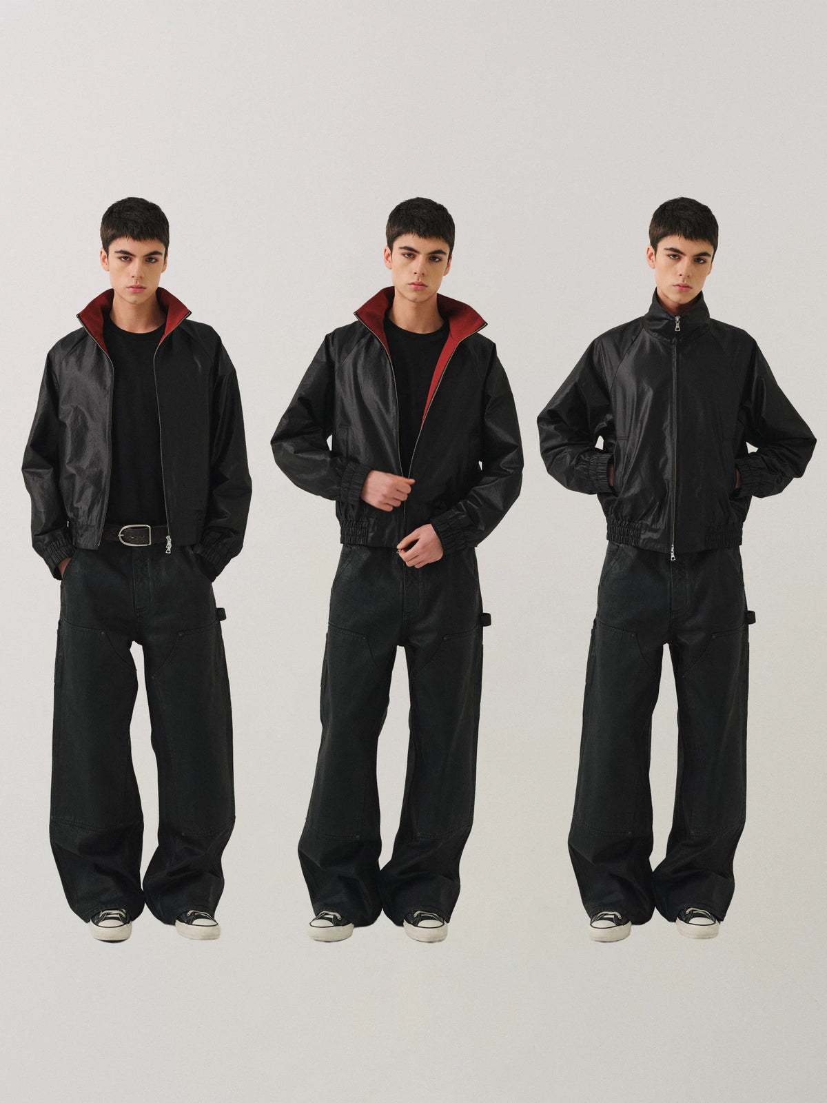 VLABMADE Vintage Waxed Coating Loose Zip Windbreaker Jacket