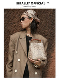 IUBALLET Vintage Snake Print Leather Bucket Bag