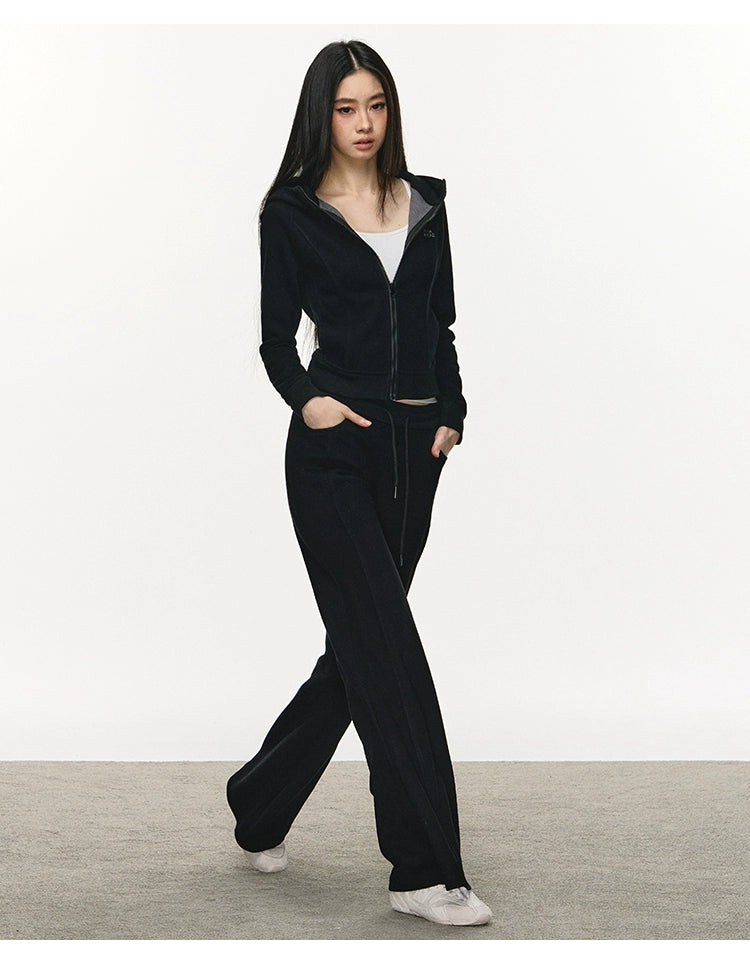 Anna Aneae Hooded Short Sweater Sports Two-piece Set