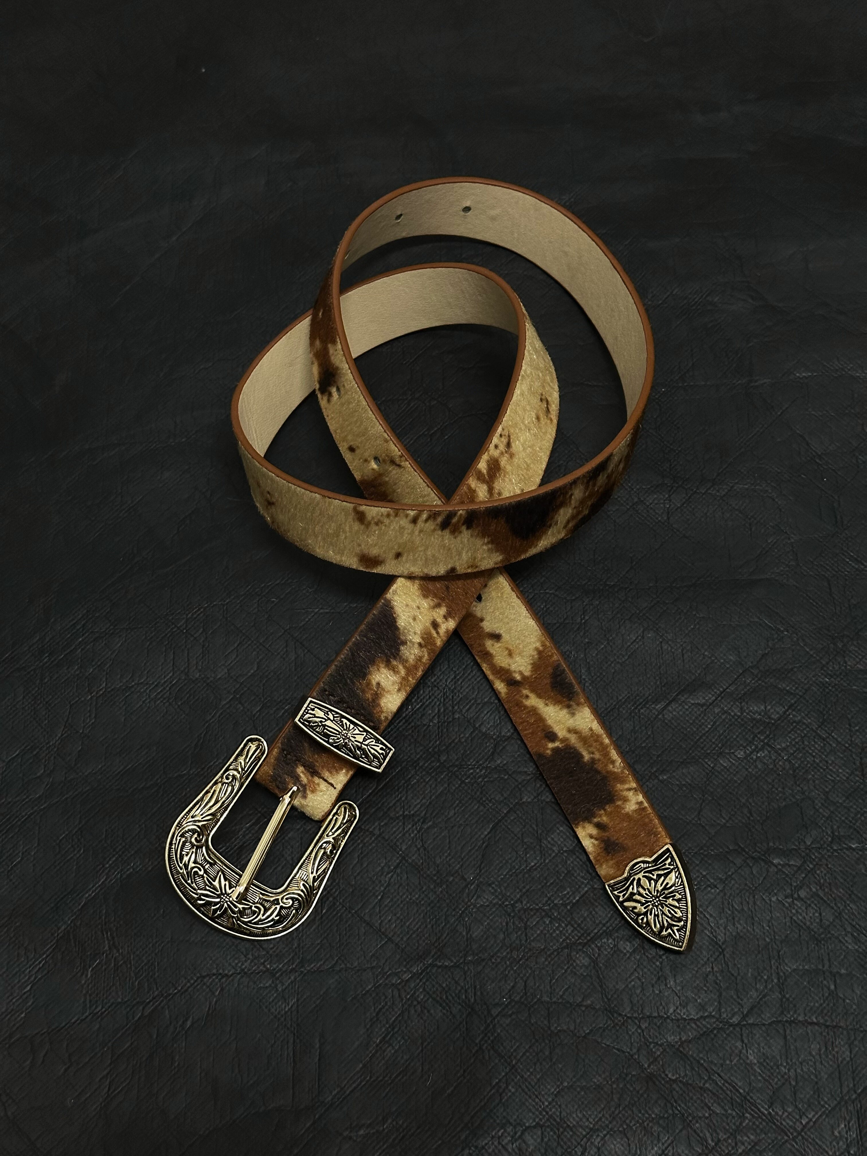 DPOL Cow Pattern Belt Maillard Couple Belt