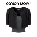Cantonstory Black Built-in Padded Two-Piece Tee Set