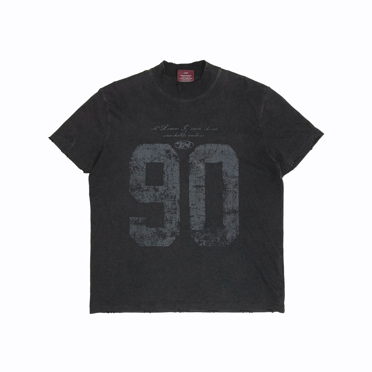 TH90 CREW Vintage Sports Print Washed Comfortable Drape T-Shirt