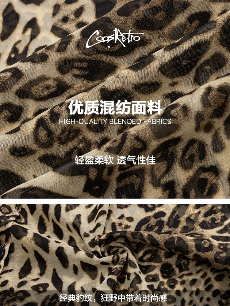 CoosRetro Leopard Print Breathable Loose Shirt
