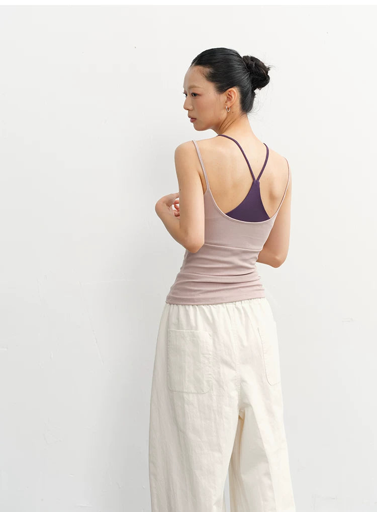 LINY LIBERTY Fake Two-piece Slim-fit Knitted Sling Vest