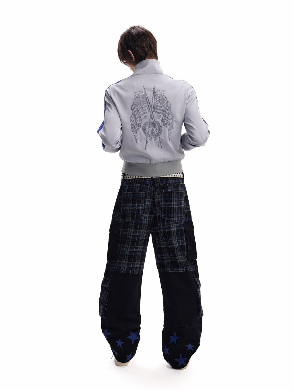 no E mosen SKUll Flag Leopard-Print Stand-Collar Jacket