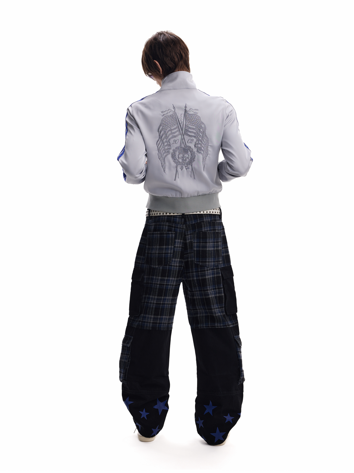 no E mosen SKUll Flag Leopard-Print Stand-Collar Jacket
