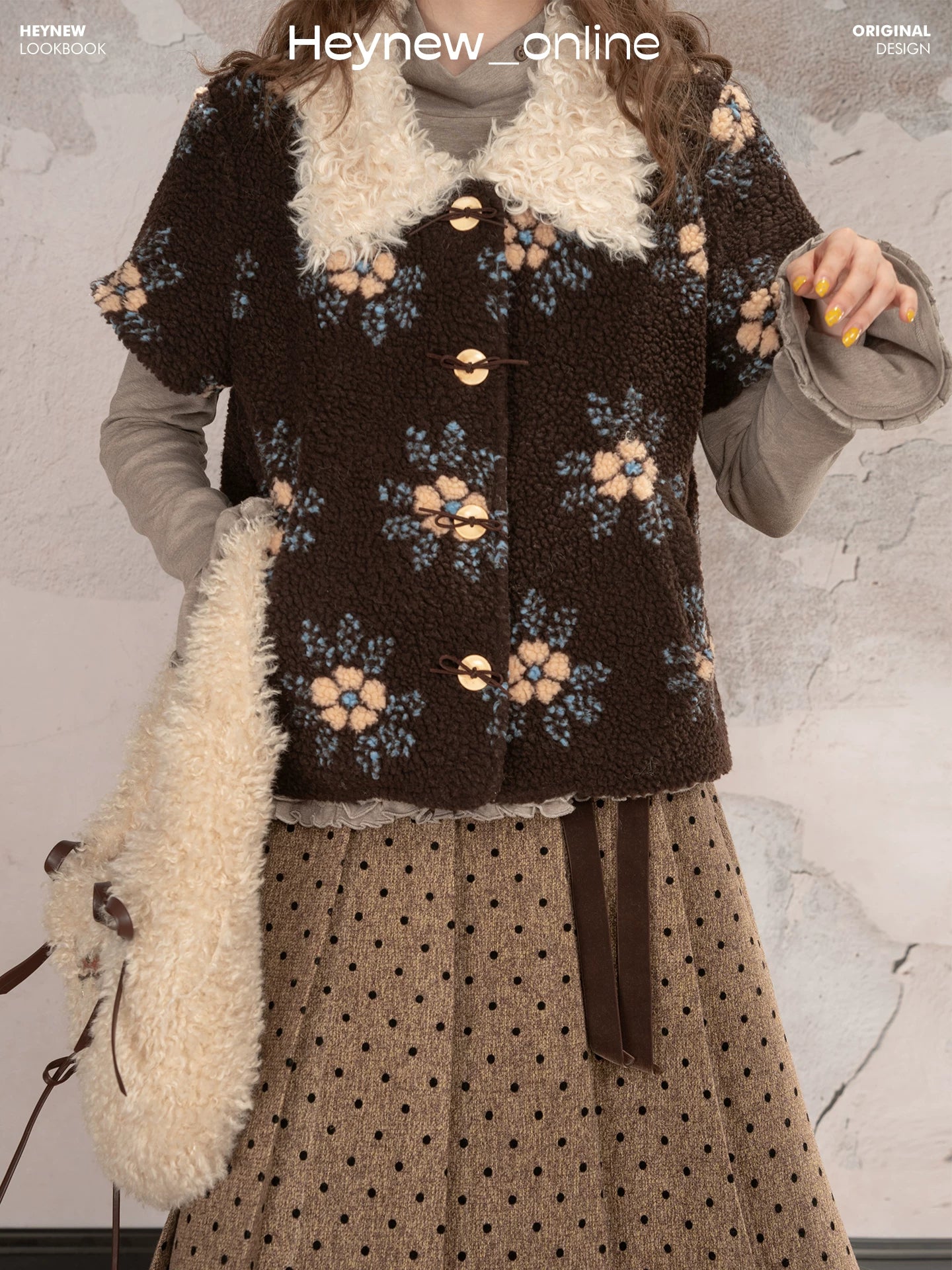 LOVEHEYNEW Lamb Wool Lapel Vest