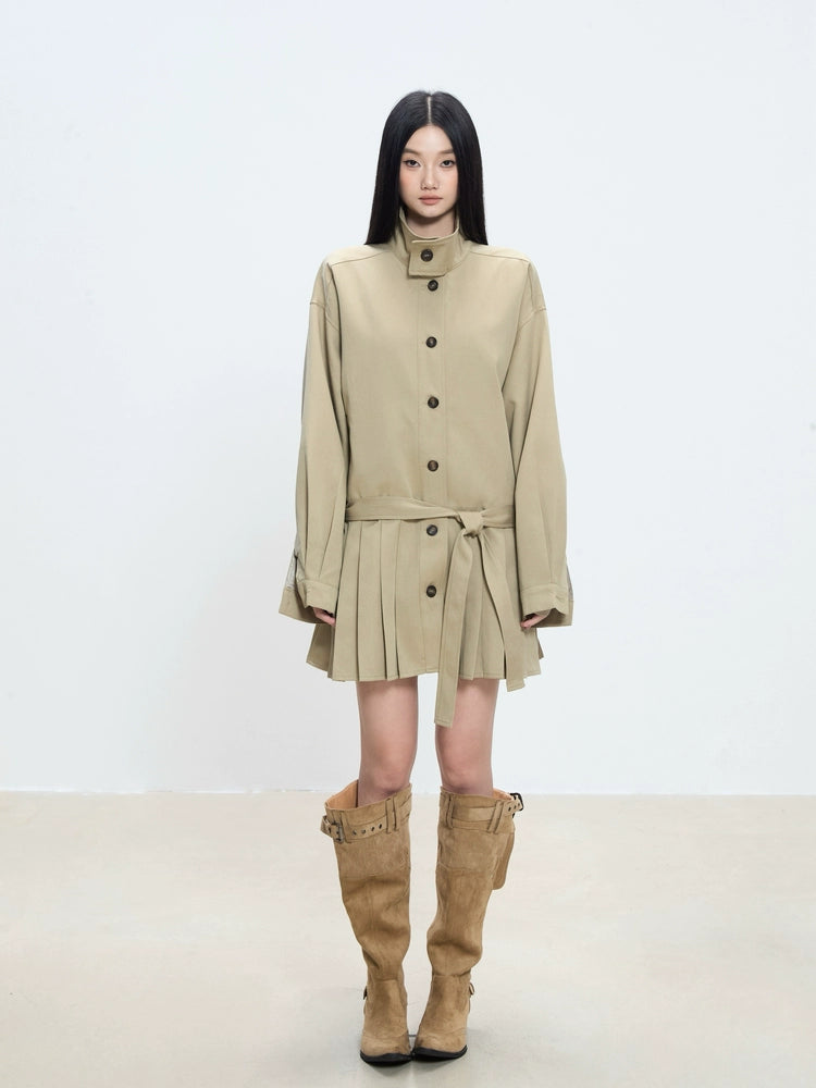 WITHMIN Loose Slimming Casual and Versatile Mid-length Trench Coat