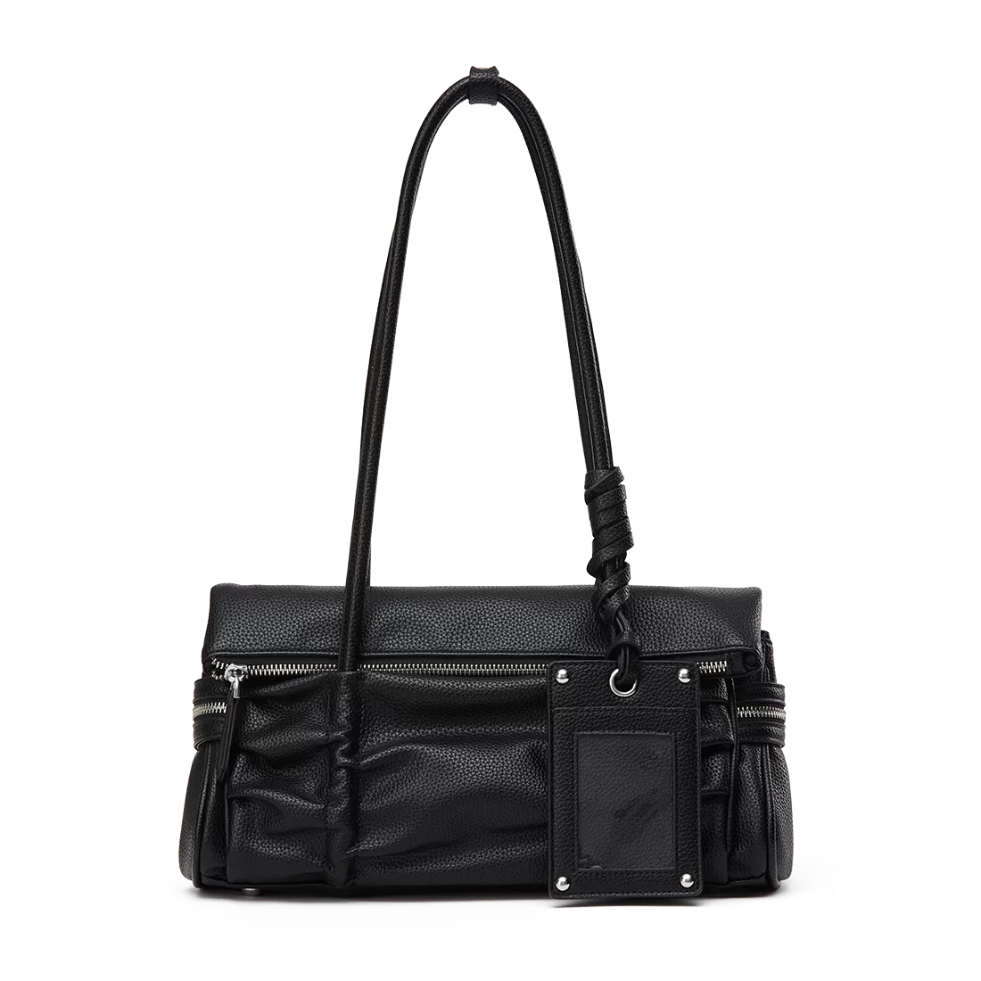 Kloaiio Faux Leather Pleated Baguette Bag — Zip Top