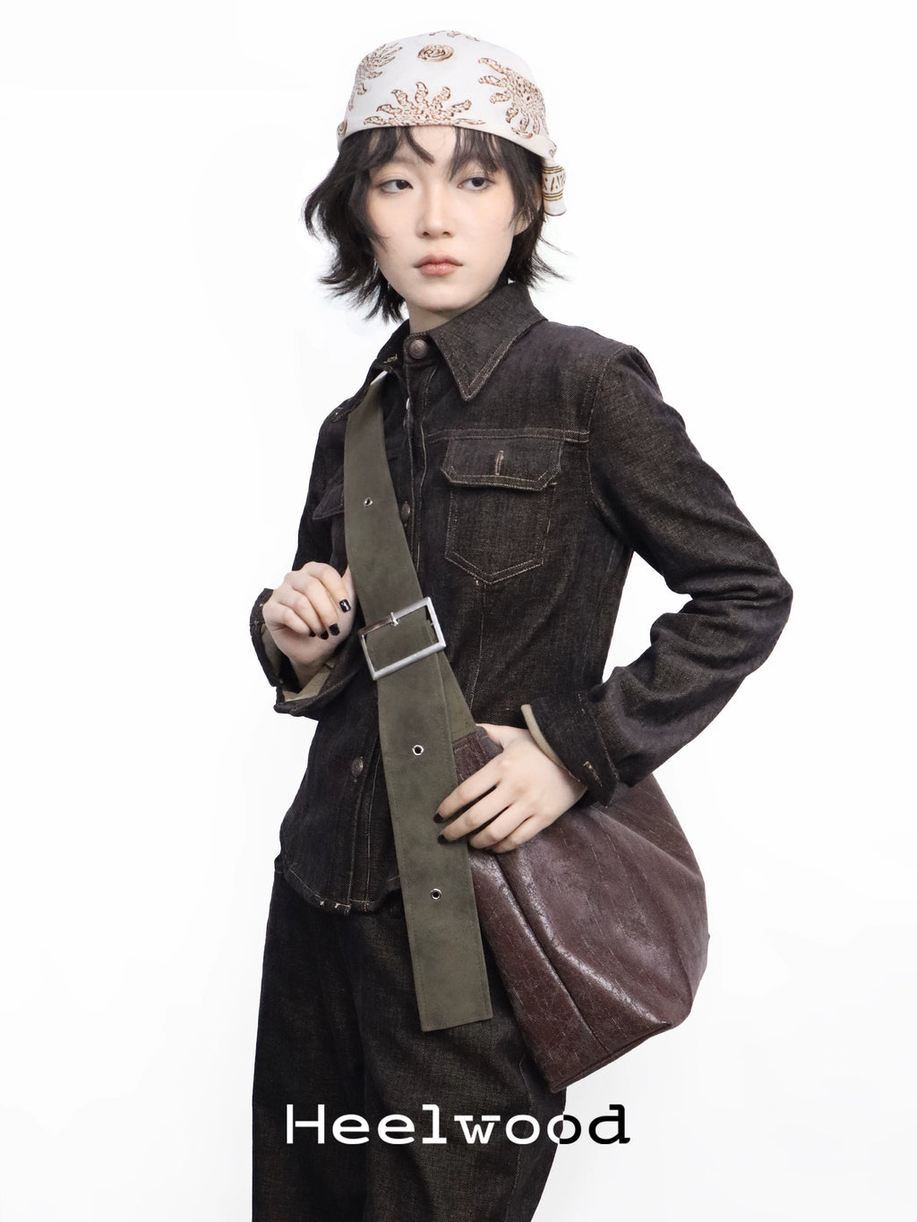 Heelwood Weathered Faux Leather Magnetic Bucket Bag