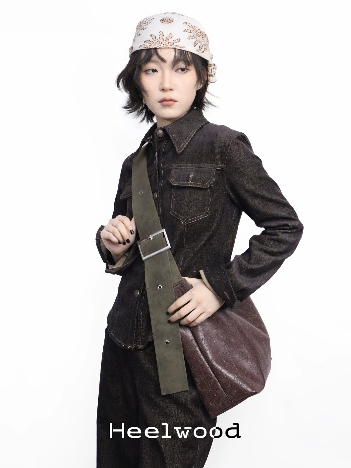Heelwood Weathered Faux Leather Magnetic Bucket Bag