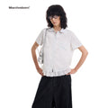 March College Vintage Checked Irregular Lace Short Sleeve Shirt
