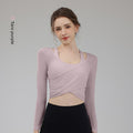 TIANQINGSE Mesh Real Two-piece Sports Long Sleeve with Chest Pad