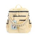 JANDRESS Light Yellow Faux Leather Zip-Top Backpack
