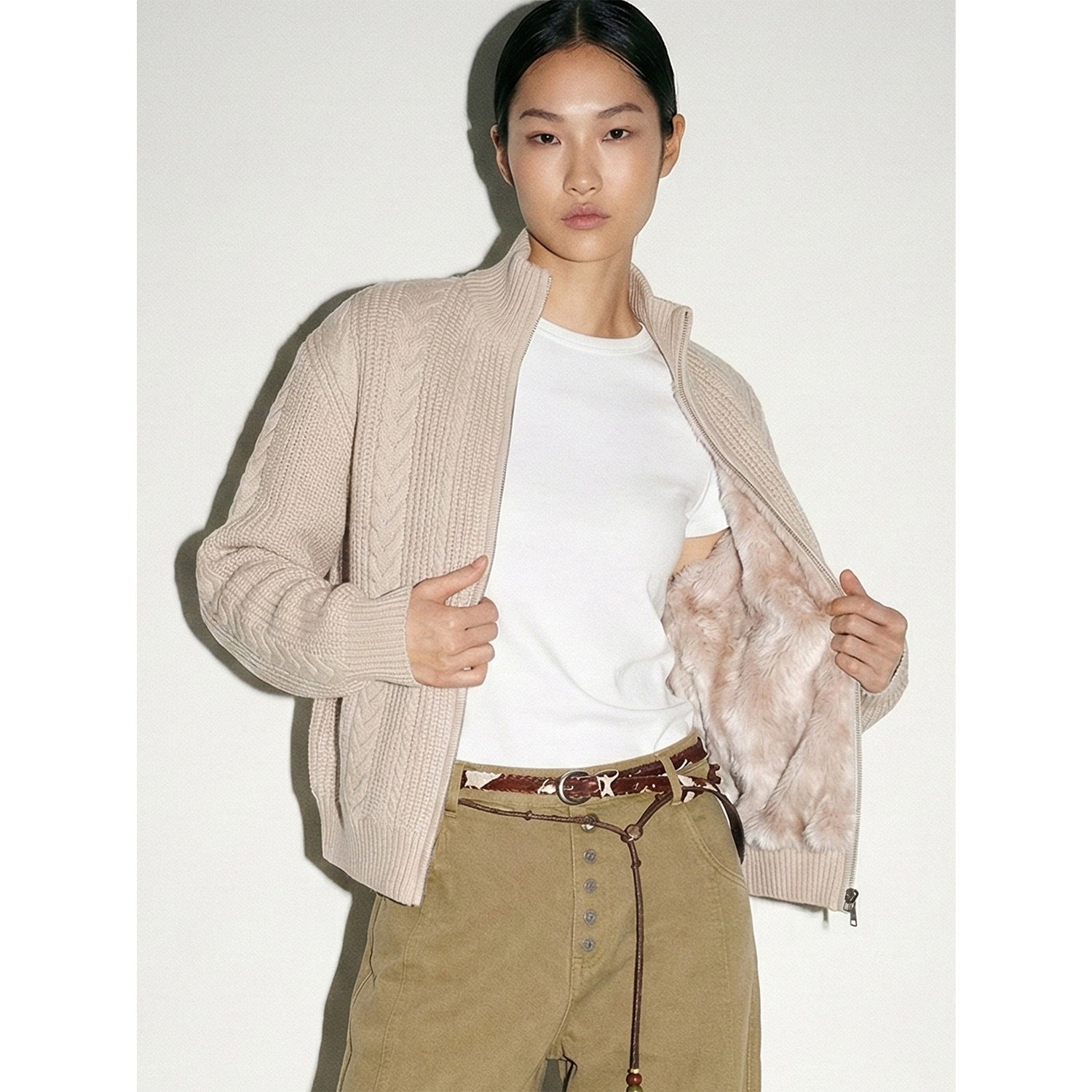 MADEEXTREME Vintage Knitted Stand-up Neck Thickened Jacket