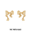 SUMIYAKI Hollow Bow Rhinestone Earrings