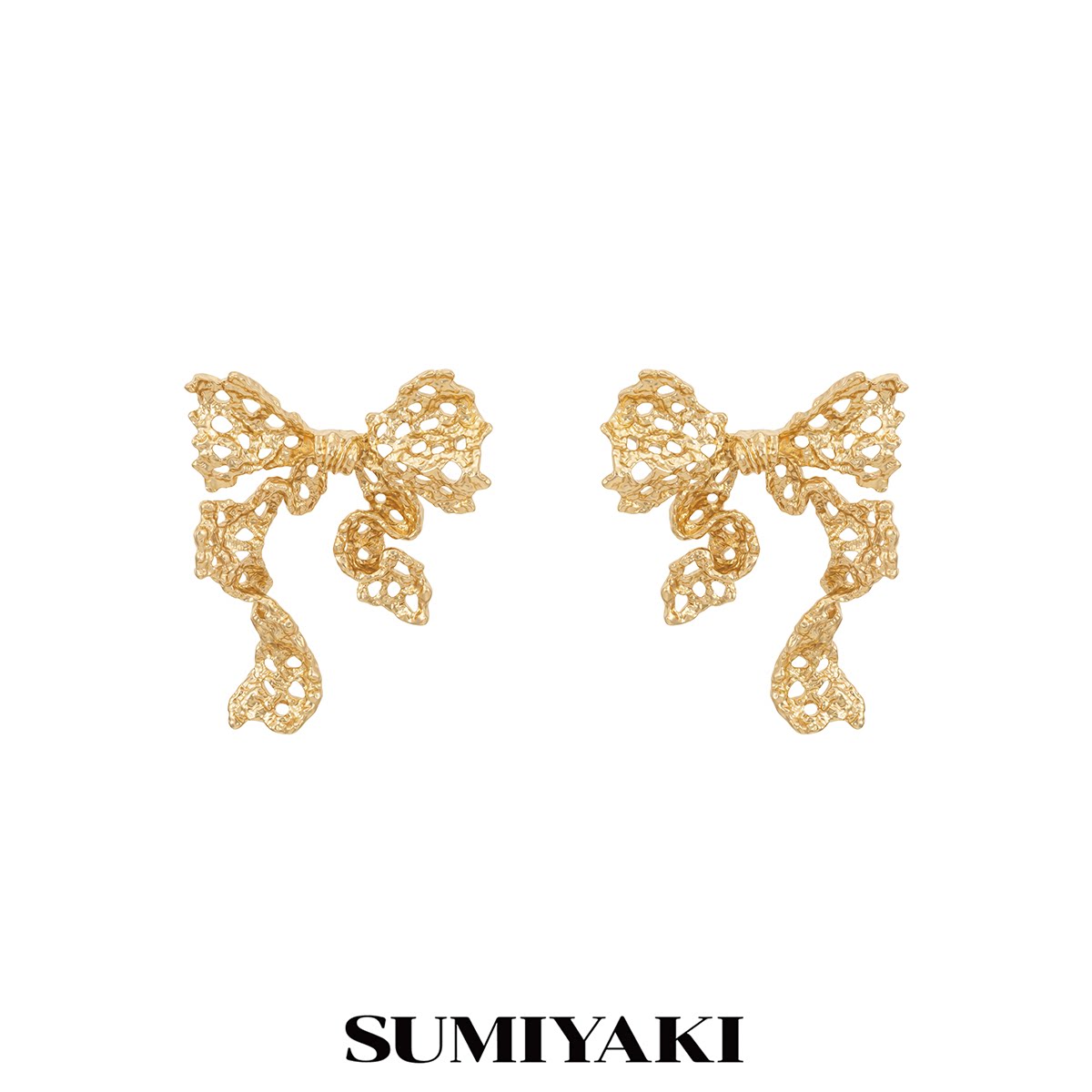 SUMIYAKI Hollow Bow Rhinestone Earrings