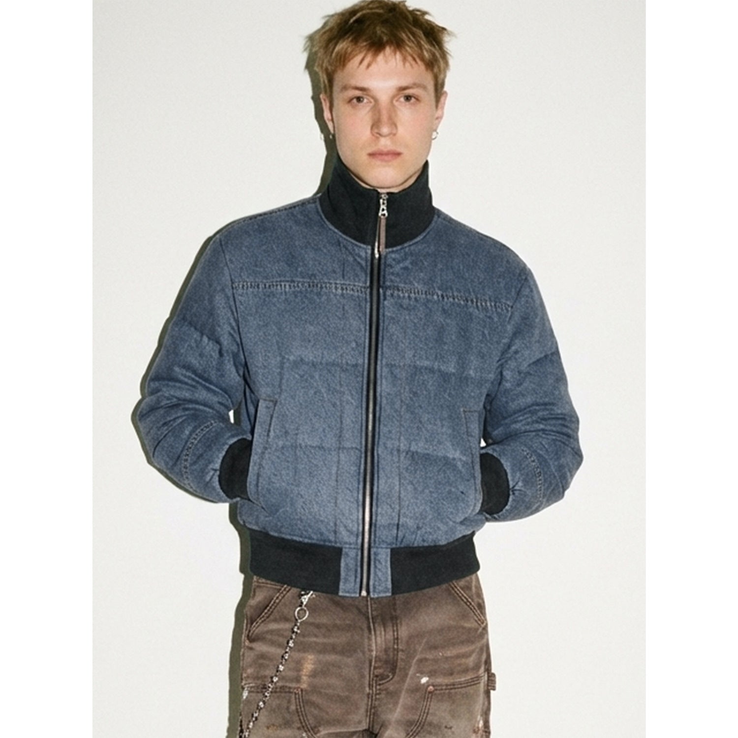 Madeextreme Retro Stand Collar Denim Thickenedoutwear