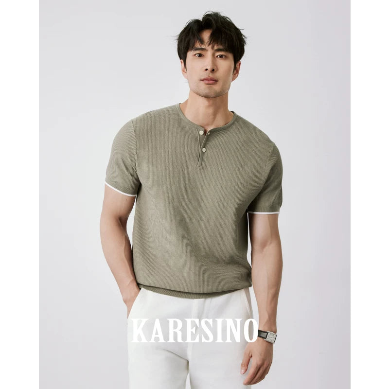 KARESINO Waffle Knit Quick-Dry Slim Fit Polo Shirt