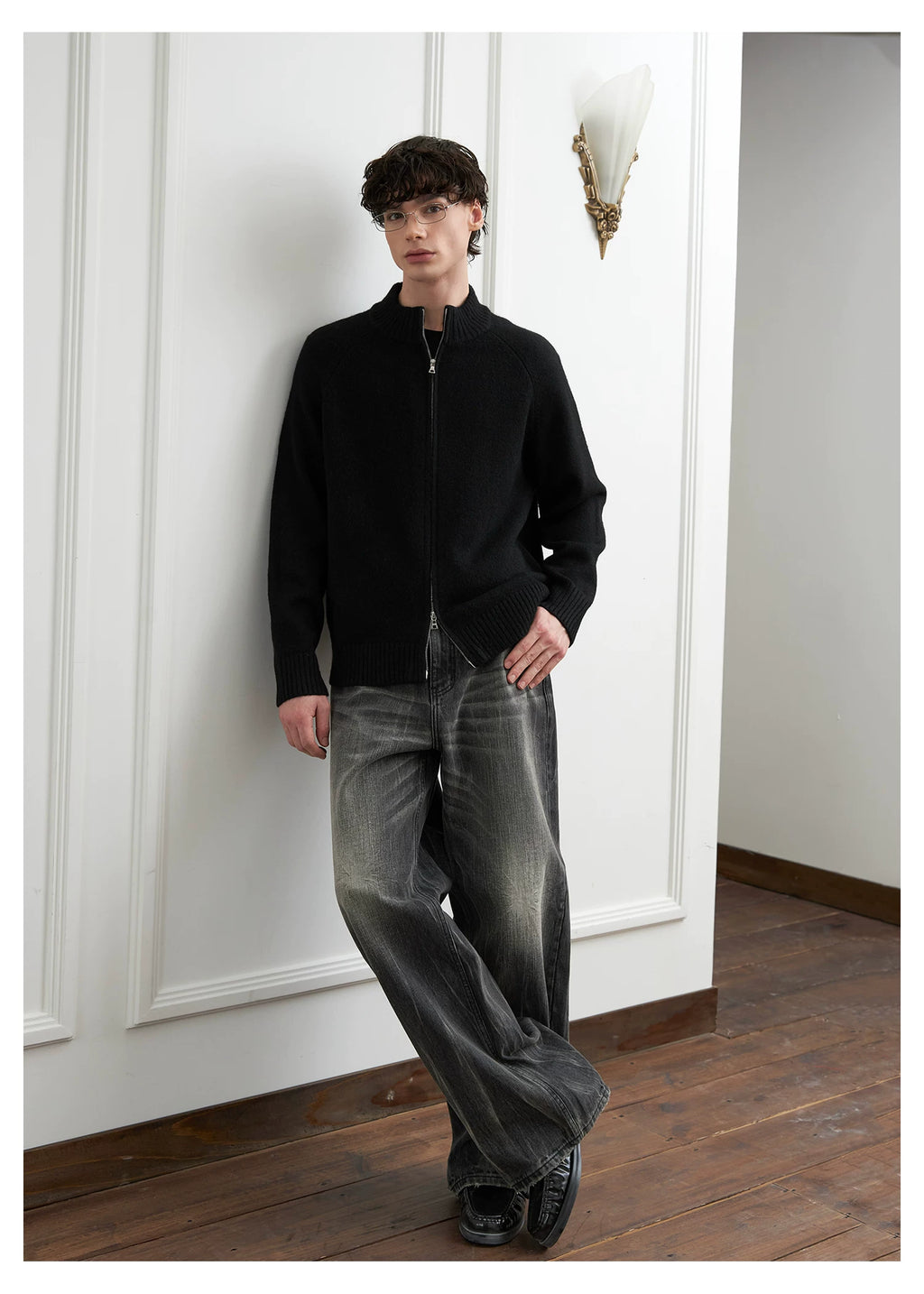 SINONOME Simple Loose Zipper Sweater