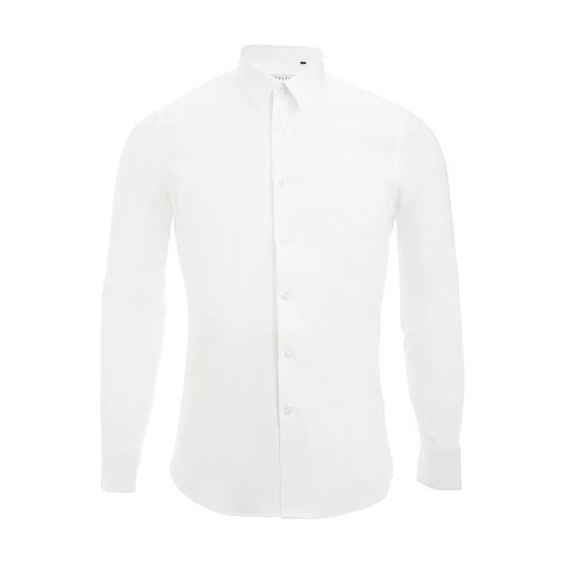 CULTUM White Pointed Collar Wrinkle-Resistant Slim Fit Dress Shirt