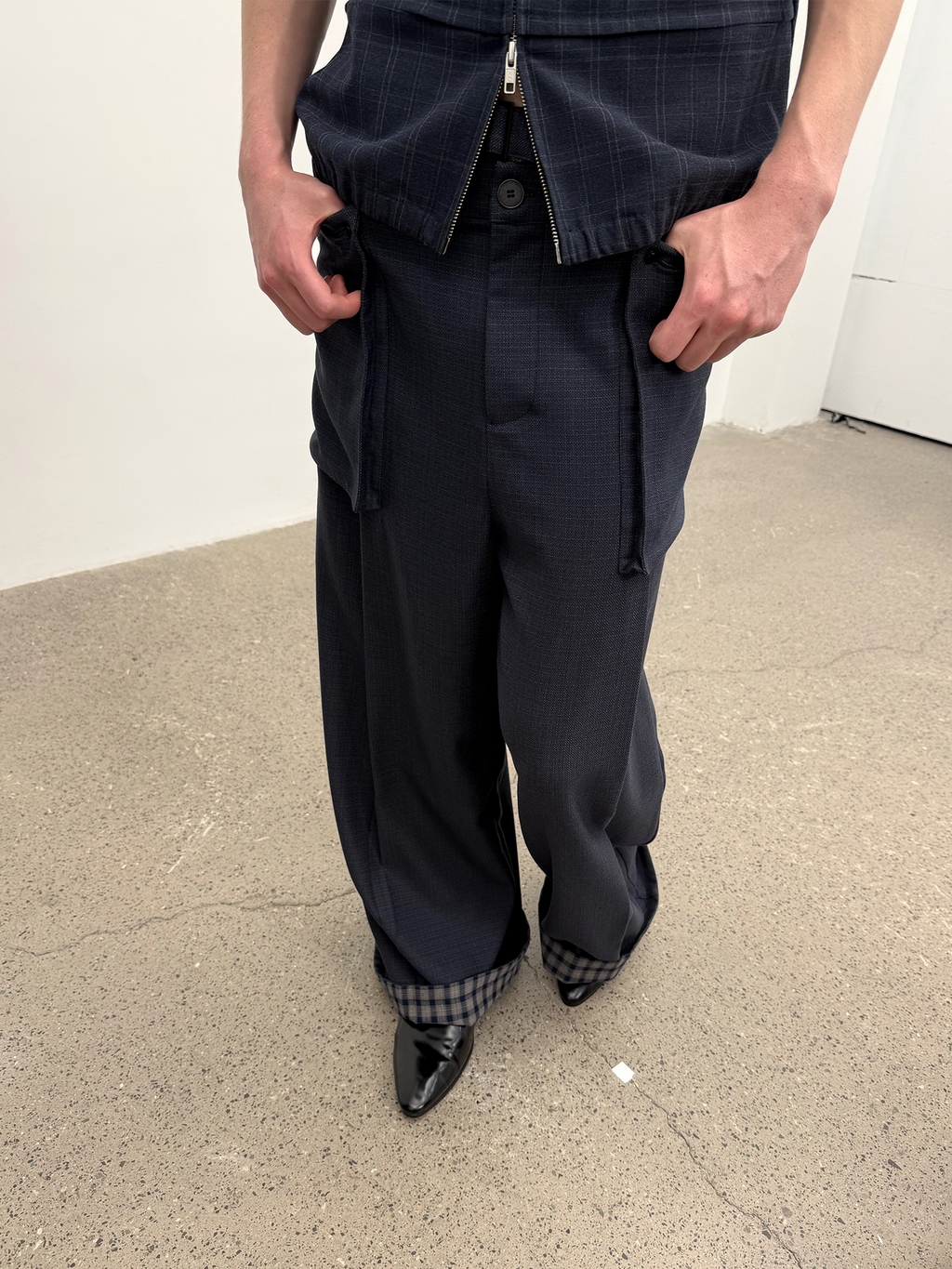 JCAESAR Wide Leg Cargo Trousers with Detachable Belt