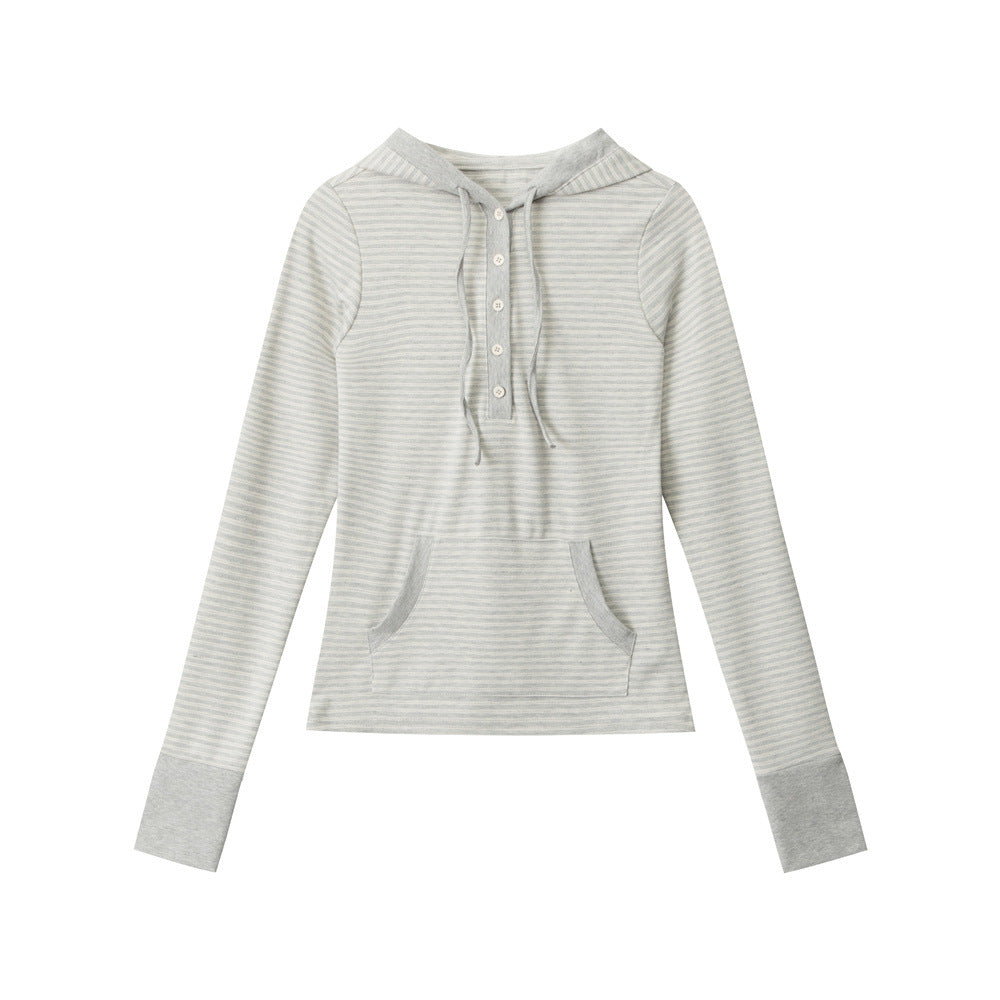 Nariele Striped Slim Fit Hooded Long Sleeve