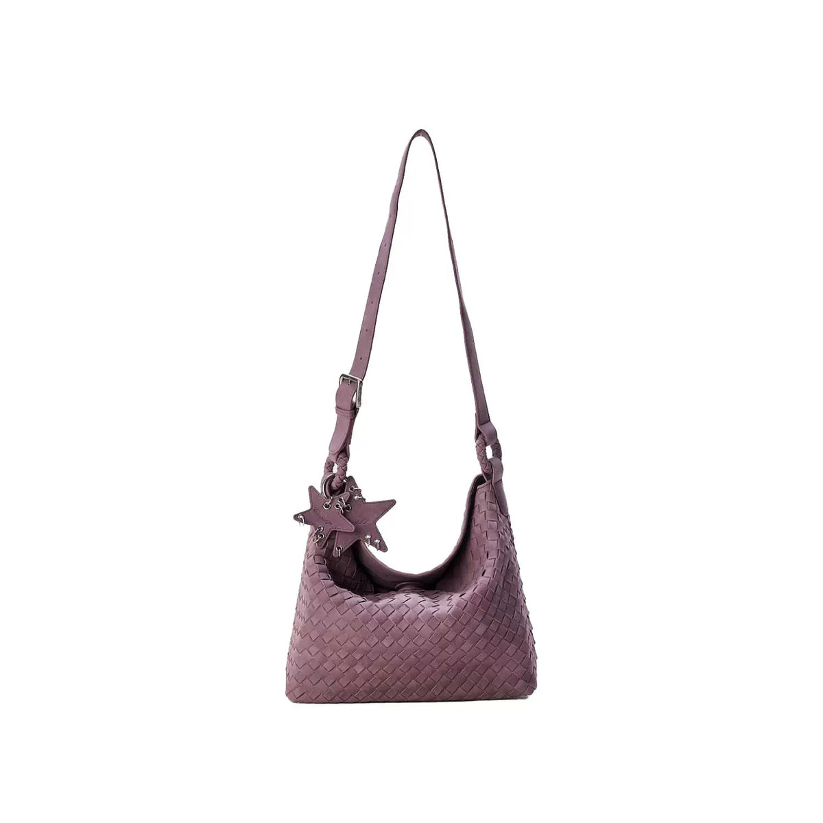 ECODAY Caramel Suede Woven Shoulder Bag - Magnetic Snap