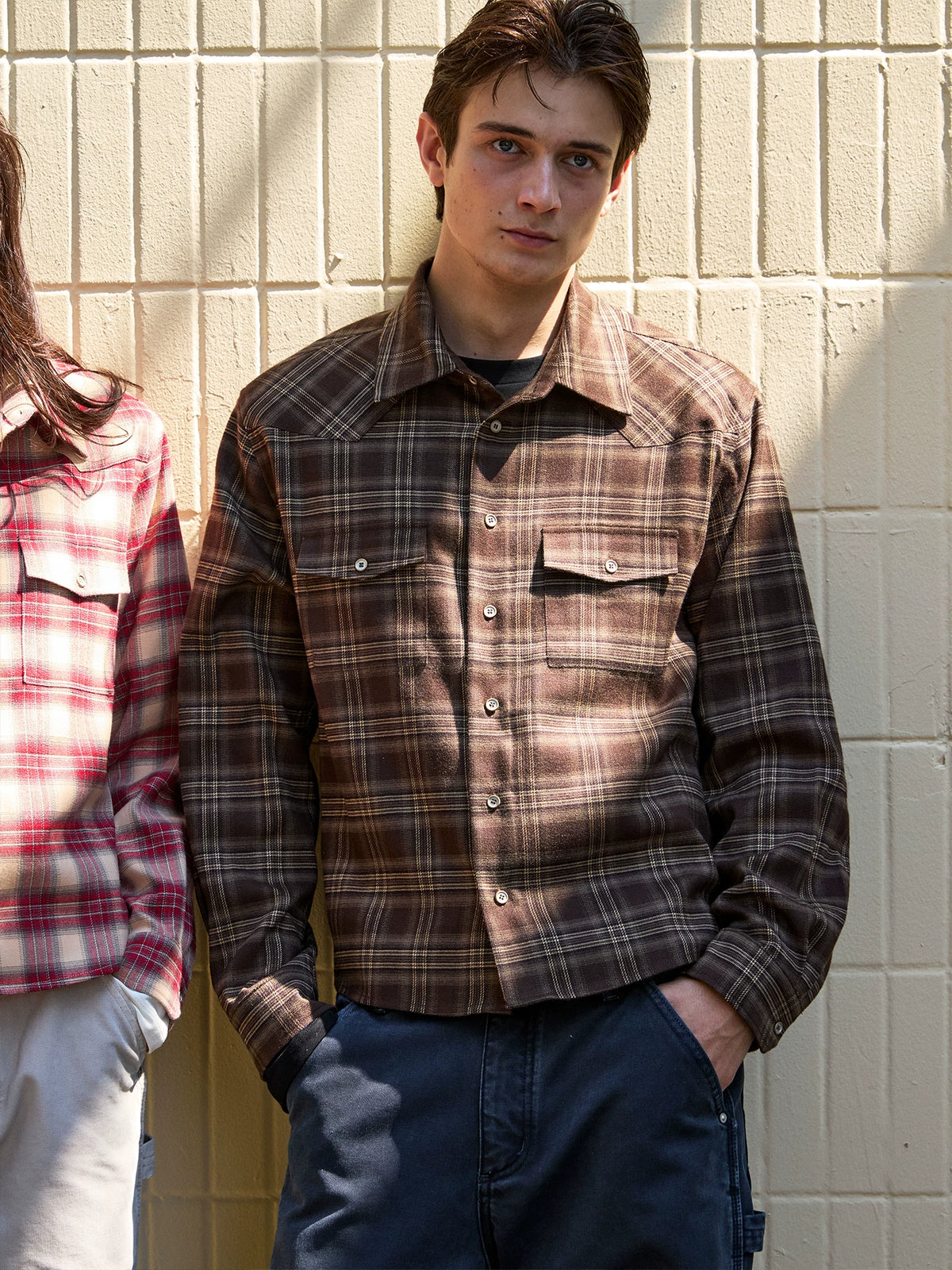 VLABMADE 90s Western Plaid Patchwork Relaxed Fit Shirt