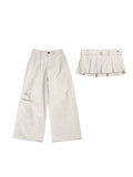Two days off lab Pleated High-Waist Wide-Leg Two-Piece Pants Set