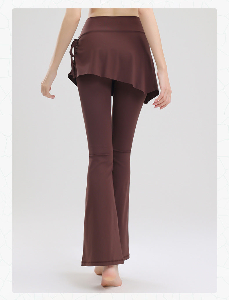 TIANQINGSE Fake Two-piece Side Drawstring Skirt Curtain Hip Cover Micro-pull Pants