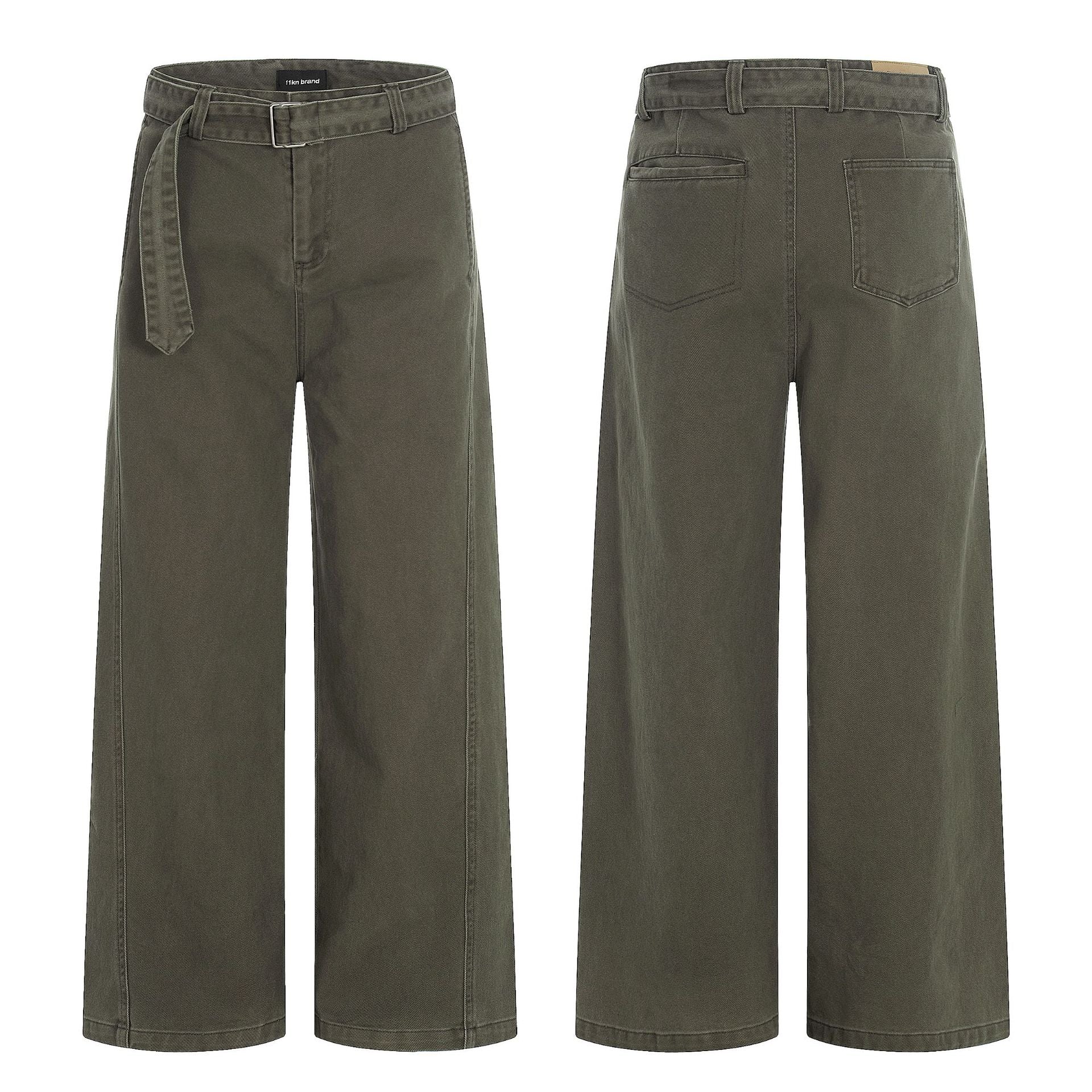 11KN Straight Tube Personalized Belt Simple Casual Pants