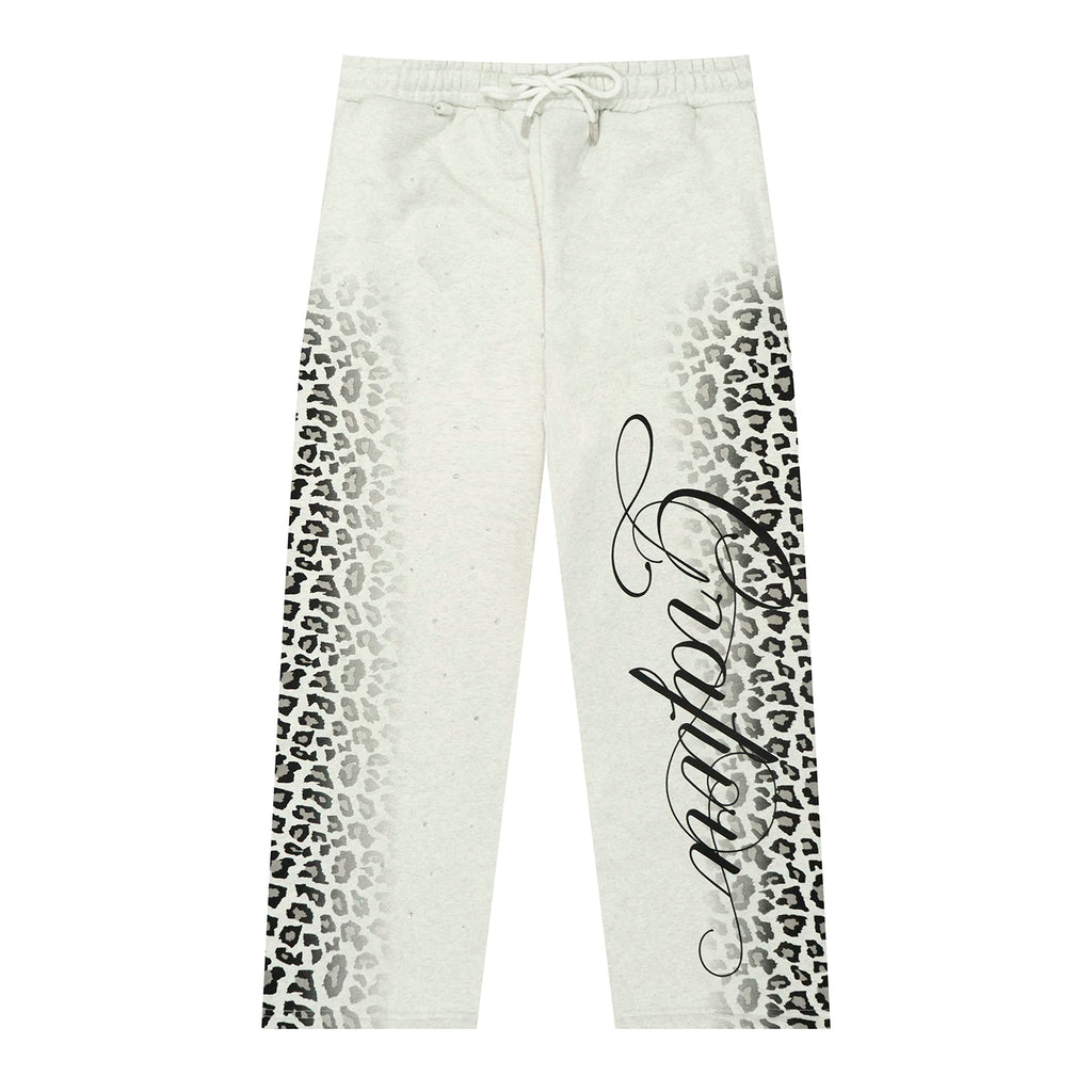 GRAF Gradient Snow Leopard Rhinestone Fleece-Lined Sweatpants