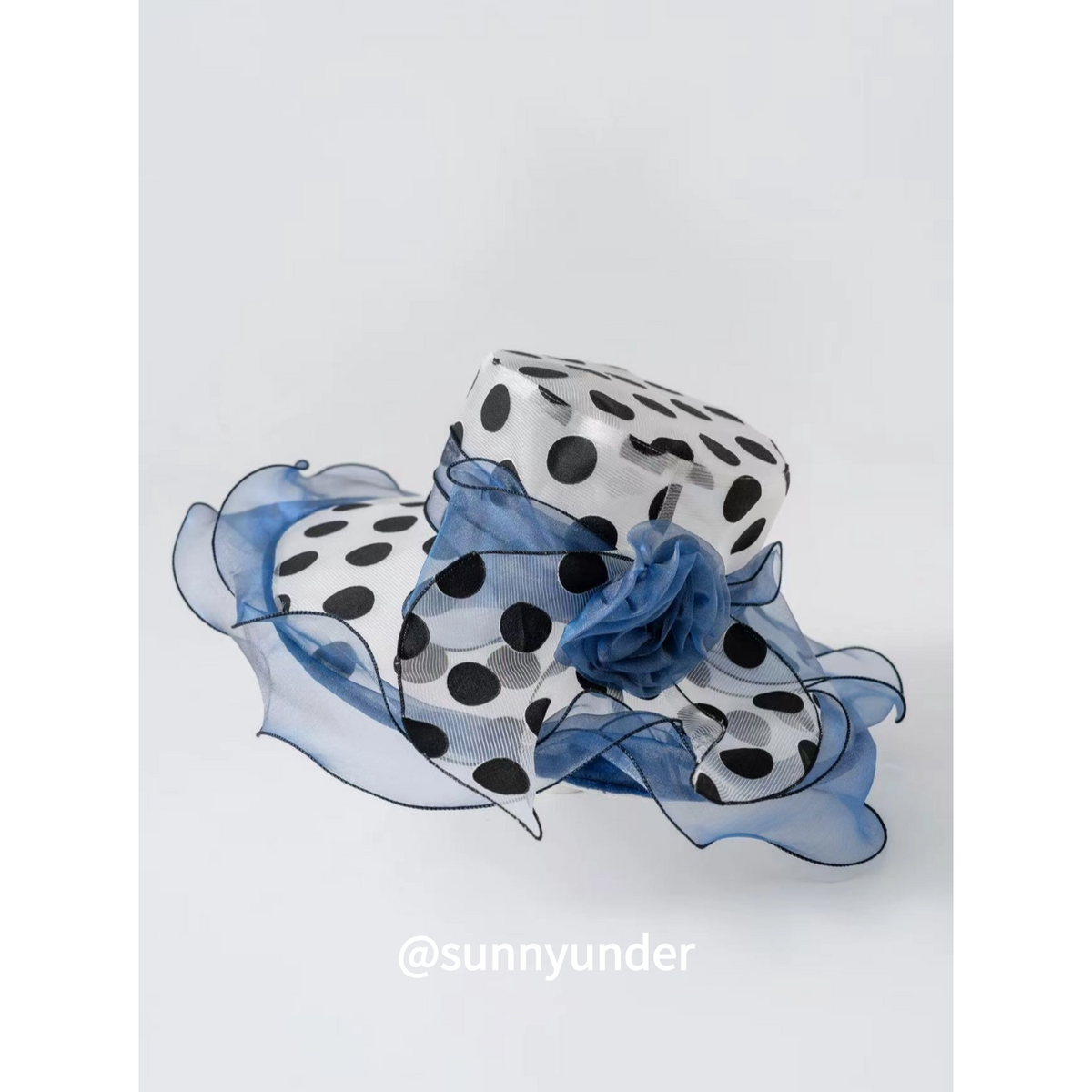 Sunnyunder Polka Dot Ruffle Edge Breathable Lace Cap