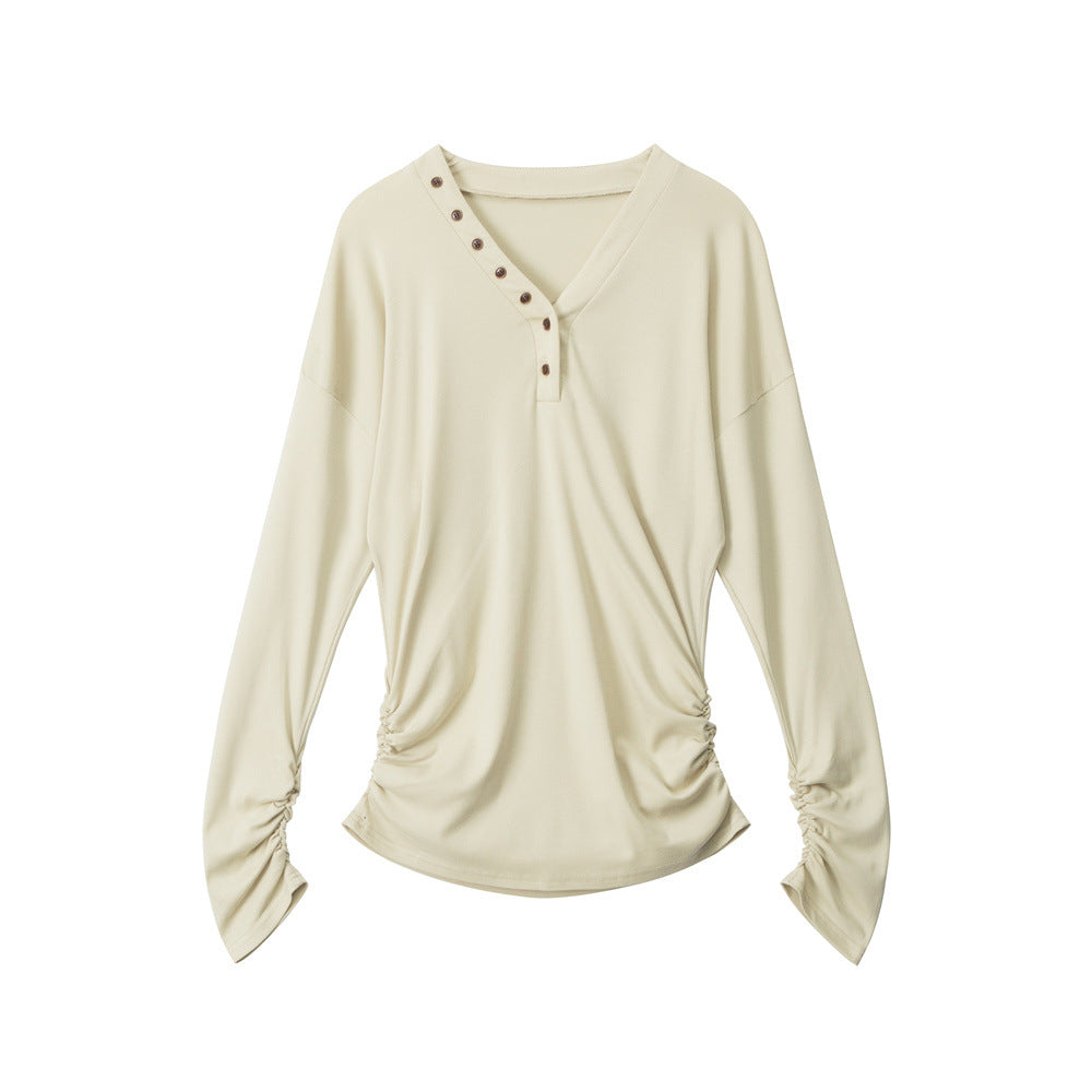 Nariele V-neck Waist Slim Slim Long Sleeves