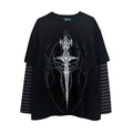 Wetbody Dark Print Fake Two Long Sleeves
