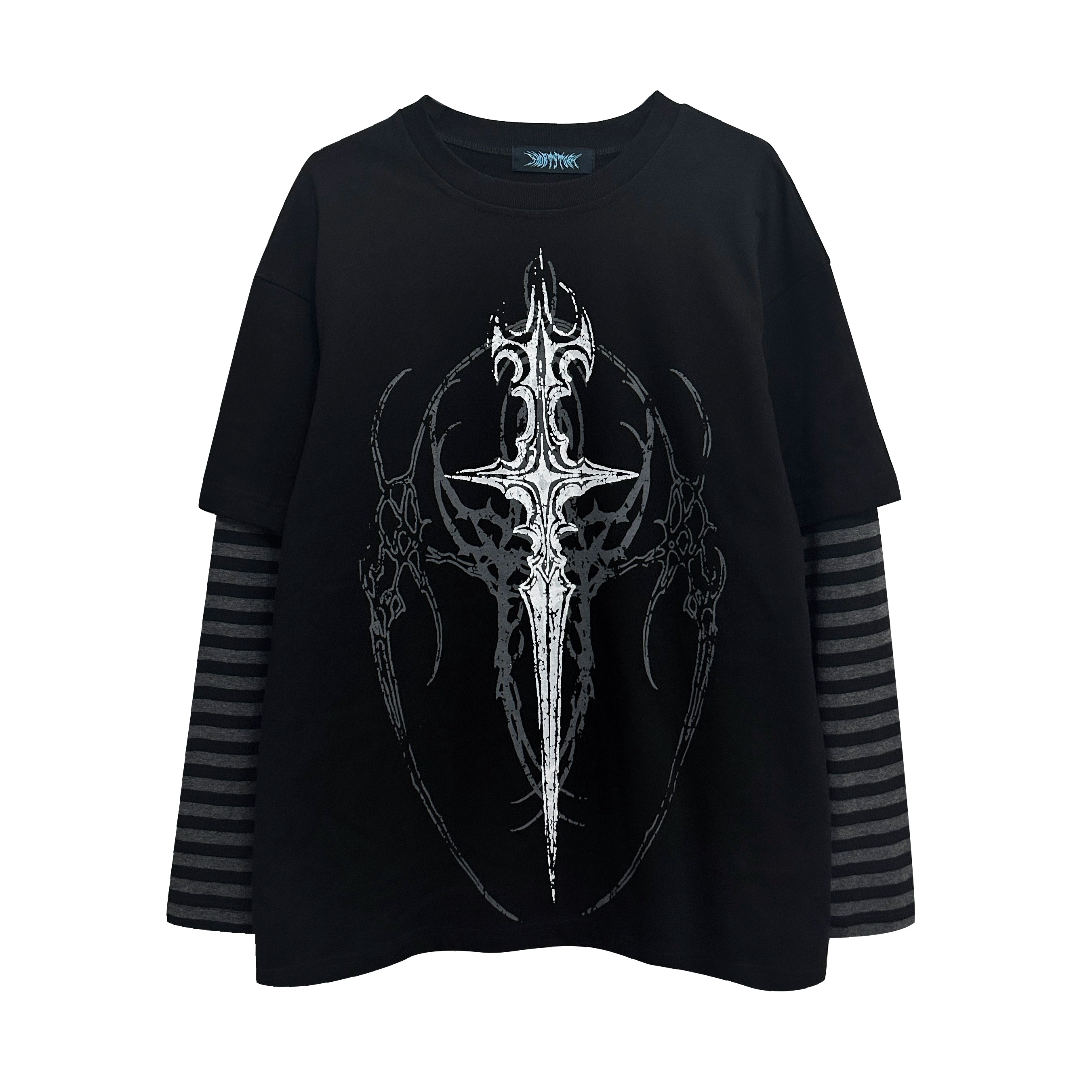 Wetbody Dark Print Fake Two Long Sleeves