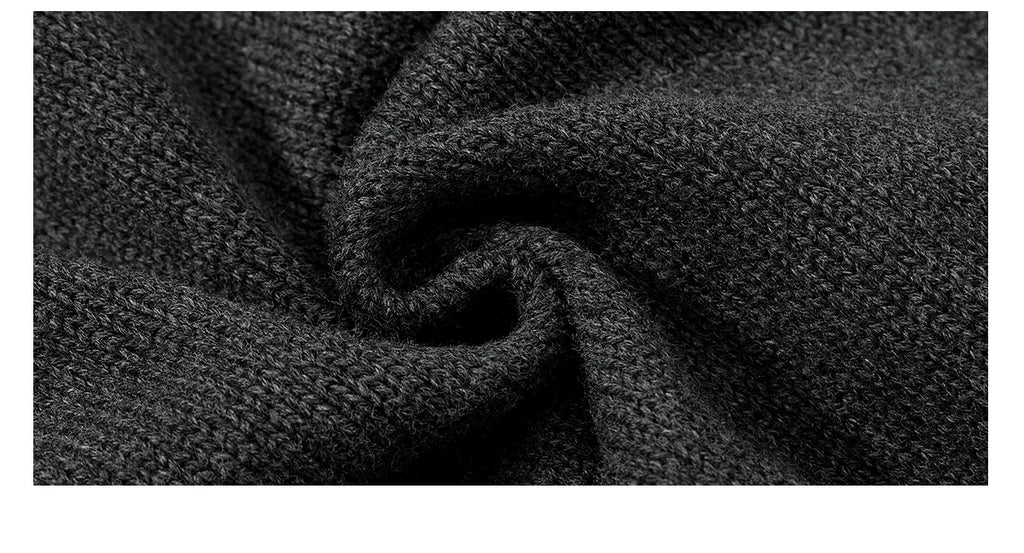 Sameuoo Slanted Placket Turtleneck Knitted Cardigan