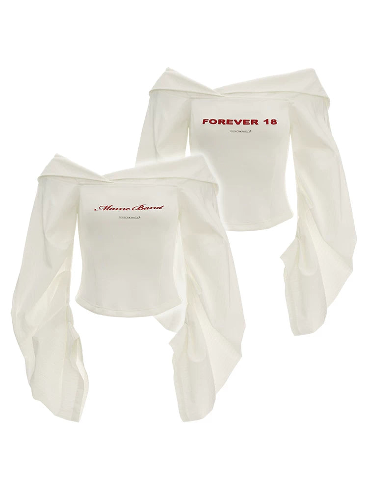 MAMC Lantern Sleeve Off-Shoulder Slim Fit Top