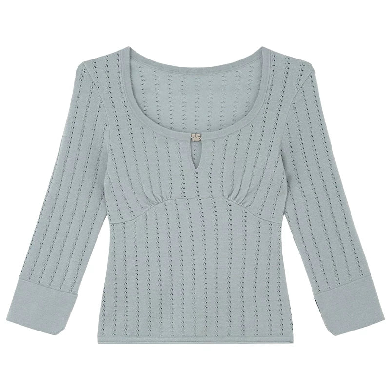 KANO Hollow-Out Slim Fit Knit Tee