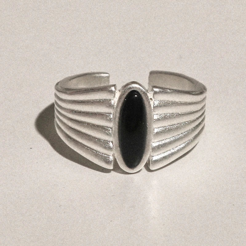 MEZZEM Black Onyx Open Ring