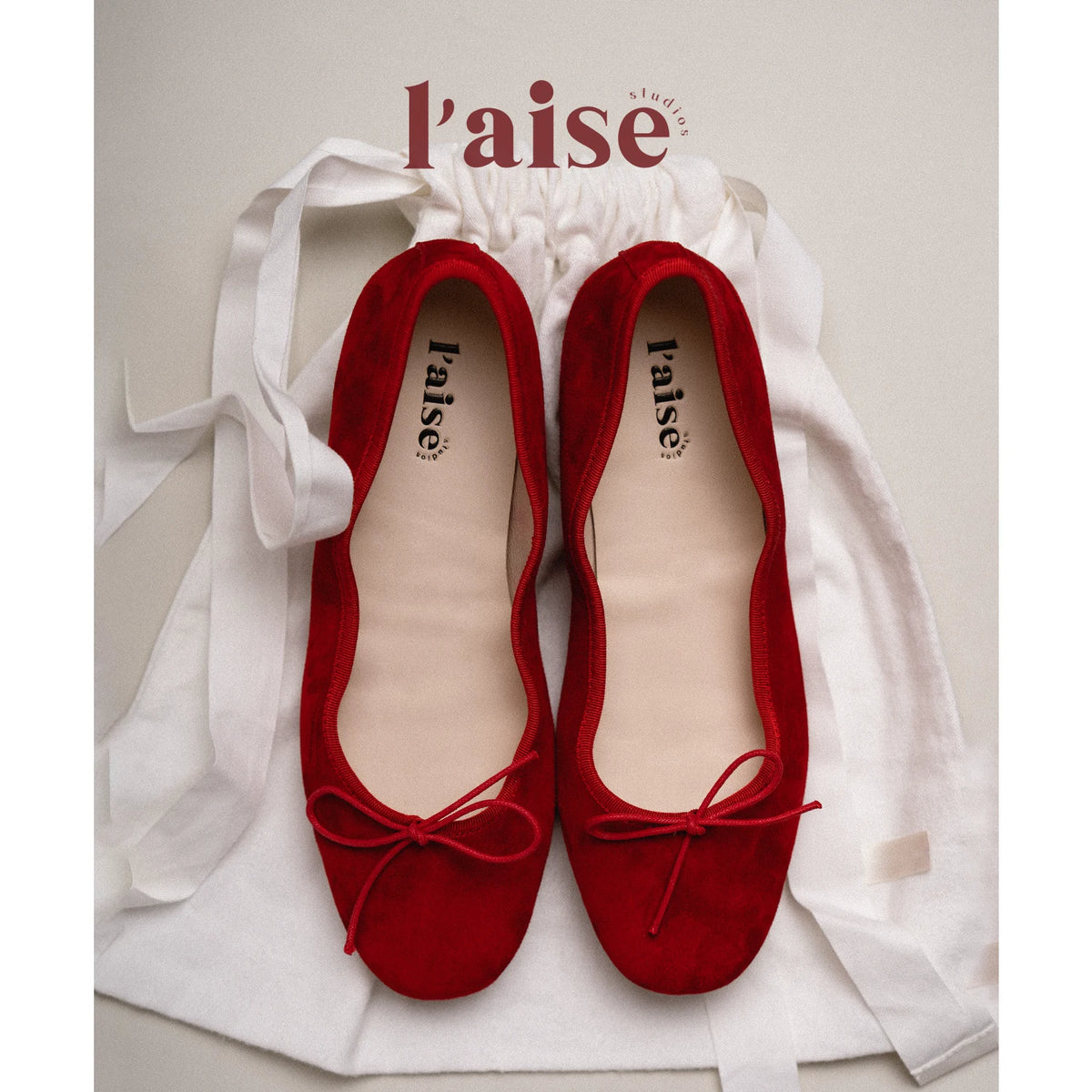 L'aise Suede Bow Slip-On Ballet Flat