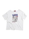 Yemanup Slogan Portrait Print Crew Neck Loose Tee