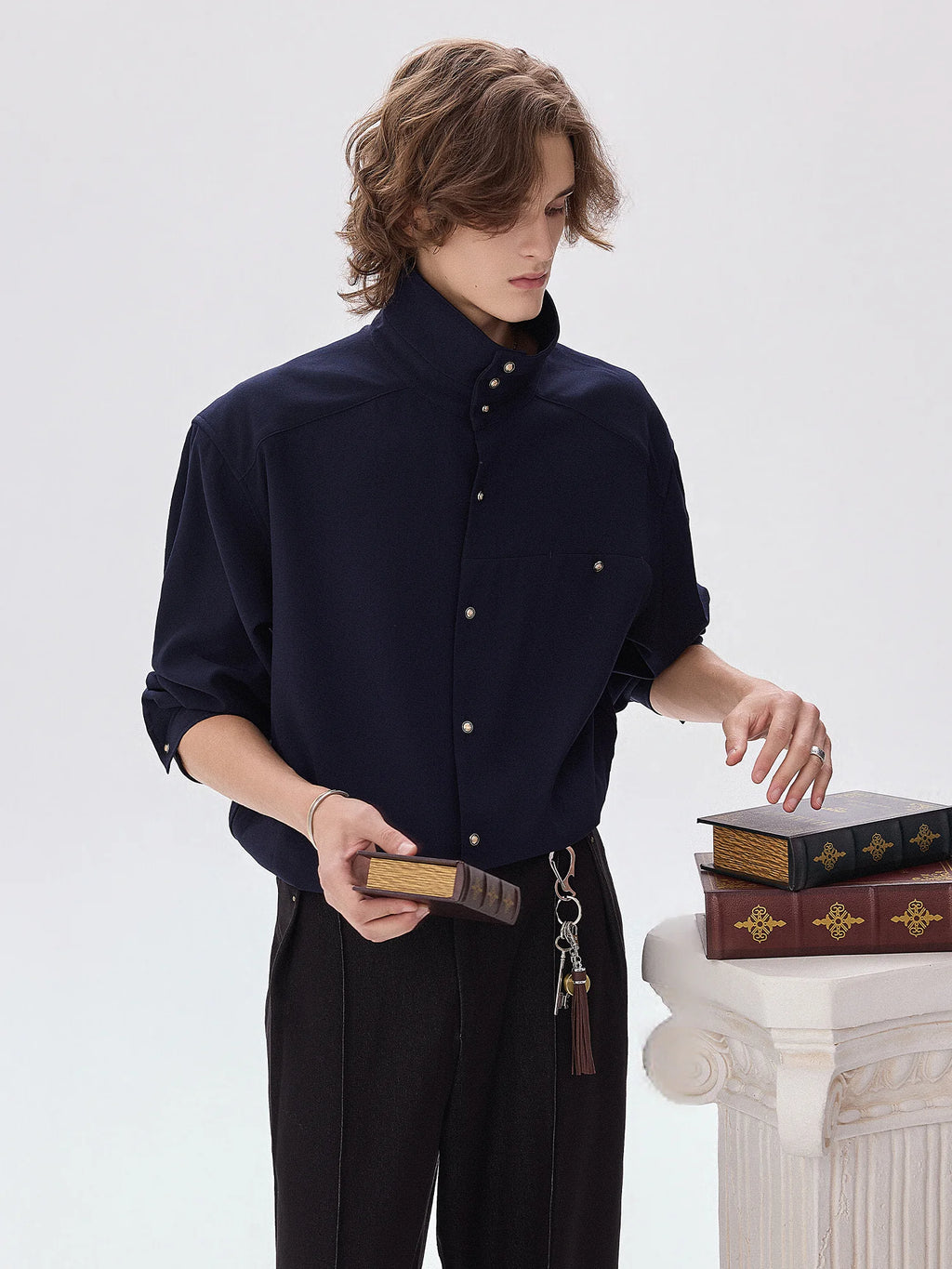 CHOR Stand Collar Long-Sleeve Shirt