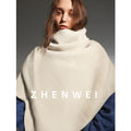ZHENWEI Stand-up Collar Wide Cape Shawl Integrated