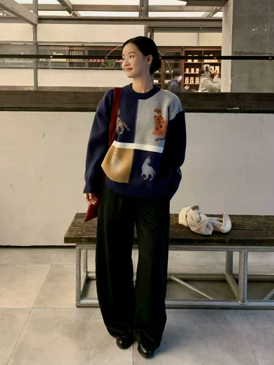 LIVINGTOWN cat knitted sweater