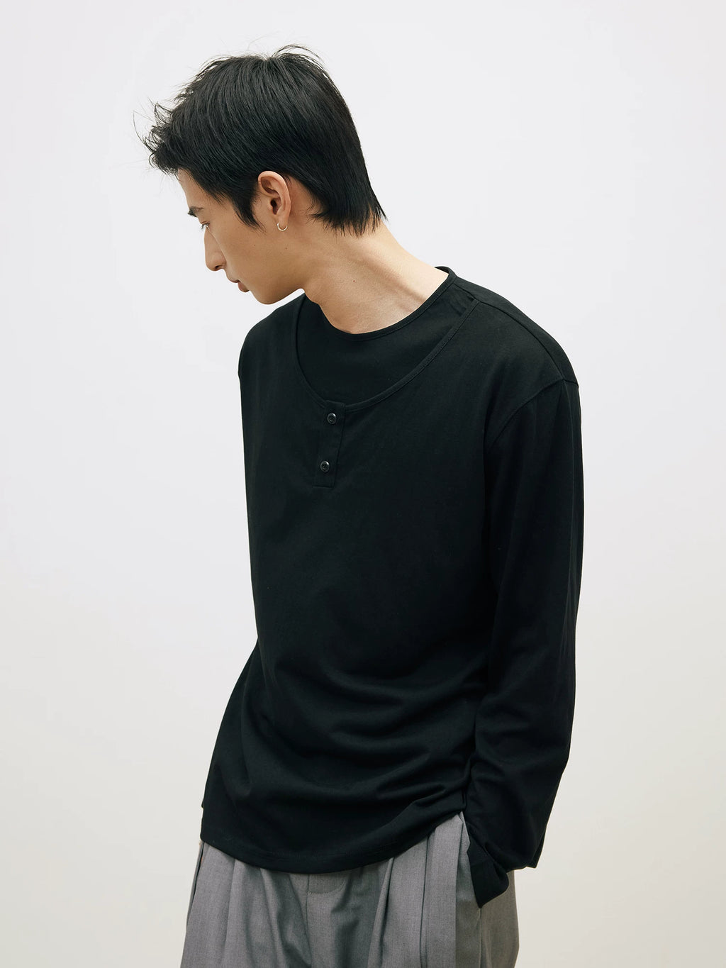 LR Fake Two-piece Double-layer Round Neck Long Sleeve