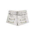 JIKOO High-Waist Straight-Leg Denim Shorts with Double Belt