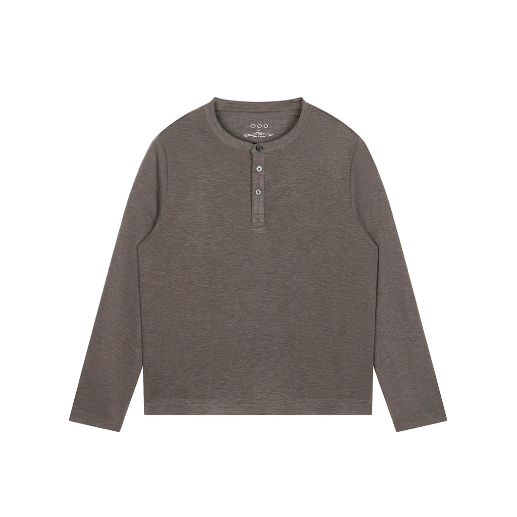 PLUS NO LOGO A Little Warm Breathable Henley Long-Sleeve Tee