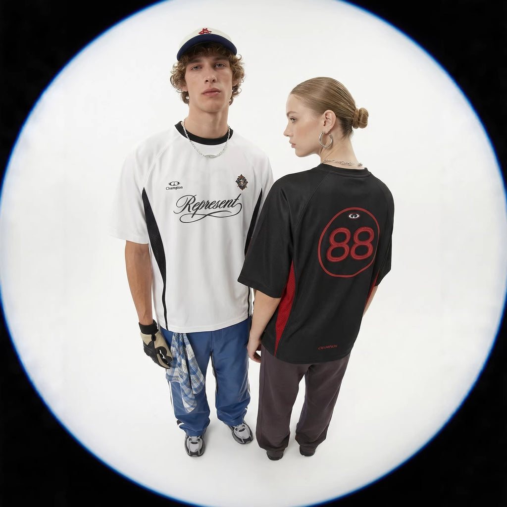 Inflation Contrast Splicing Shoulder Jacket Short Sleeve T-Shirt